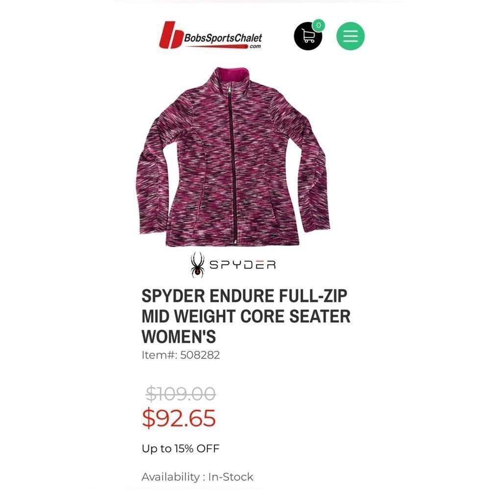 Women’s SPYDER Endure Full-Zip Mid Weight Core Sweater Jacket - Picture 7 of 9